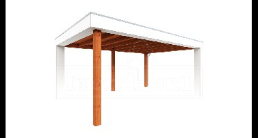 Trendhout Verona overkapping 520x400 cm Lariks/Douglas blank - Plat dak model rechts- Plat dak- Onbehandeld lariks Douglas hout- Trendhout