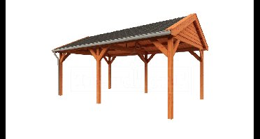 Trendhout Overkapping Zadeldak Betula 615x415 cm- Zadeldak- Onbehandeld lariks Douglas hout- Trendhout