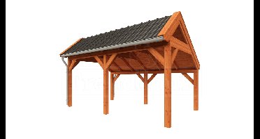 Trendhout Kapschuur De Stee 500x360 cm- Kapschuurdak- Onbehandeld lariks Douglas hout- Trendhout