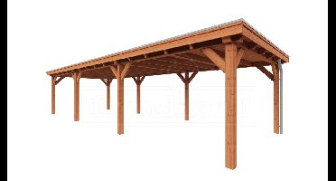 Trendhout Overkapping Siena 1115x415 cm- Plat dak- Onbehandeld lariks Douglas hout- Trendhout