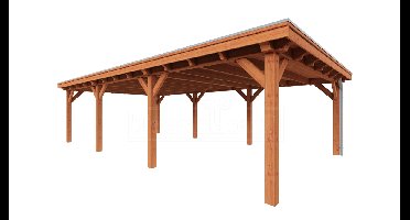 Trendhout Overkapping Toscane 940x545 cm- Plat dak- Onbehandeld lariks Douglas hout- Trendhout