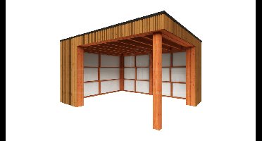 Trendhout Buitenverblijf Capri 425x425 - Plat dak model links- Plat dak- Onbehandeld lariks Douglas hout- Trendhout