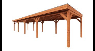Trendhout Overkapping Refter XL 1440x400 cm- Plat dak- Onbehandeld lariks Douglas hout- Trendhout