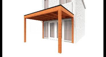 Trendhout Modena Aanbouwveranda 370x300 cm- Plat dak- Hout- Trendhout