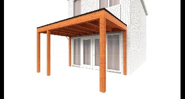 Trendhout Aanbouwveranda Modena 405x300 cm - model links- Plat dak- Hout- Trendhout