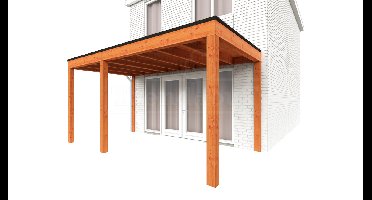 Trendhout Aanbouwveranda Modena 485x300 cm - model rechts- Plat dak- Hout- Trendhout