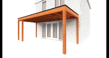 Trendhout Aanbouwveranda Modena 590x300 cm - model rechts- Plat dak- Hout- Trendhout