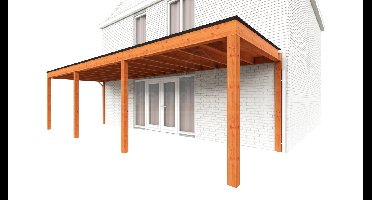 Trendhout Aanbouwveranda Modena 890x300 cm- Plat dak- Hout- Trendhout