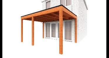 Trendhout Aanbouwveranda Modena 430x365 cm - model rechts- Plat dak- Hout- Trendhout