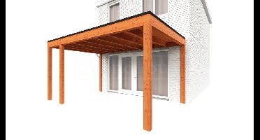 Trendhout Aanbouwveranda Modena 470x365 cm - model rechts- Plat dak- Hout- Trendhout