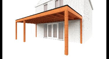 Trendhout Aanbouwveranda Modena 730x365 cm - model links- Plat dak- Hout- Trendhout