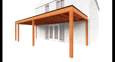 Trendhout Aanbouwveranda Modena 825x365 cm - model links- Plat dak- Hout- Trendhout