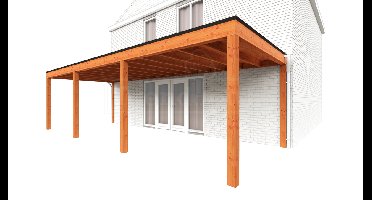 Trendhout Aanbouwveranda Modena 890x365 cm- Plat dak- Hout- Trendhout
