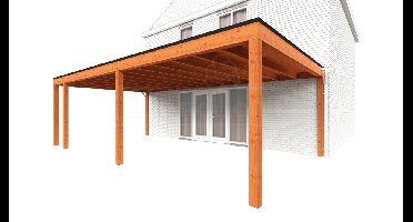 Trendhout Aanbouwveranda Modena 825x485 cm - model links- Plat dak- Hout- Trendhout