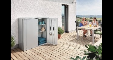 Biohort Romeo M terraskast zilvergrijs metallic 132x57x140 cm- - Metaal- Biohort