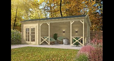 Tuindeco Kukka blokhut 700x350 cm 40 mm vuren zilvergrijs geïmpregneerd