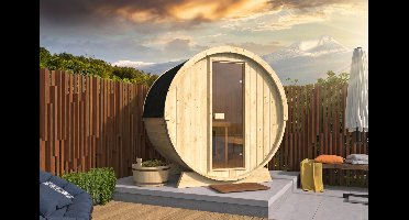 Barrelsauna Ø205x160 cm - Vurenhout- Boogdak- Onbehandeld vurenhout- Tuindeco