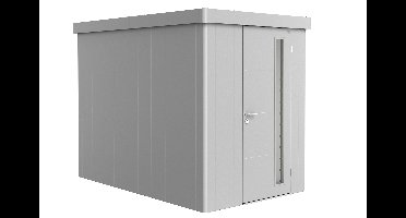 Biohort Neo 3A metalen tuinhuis enkele deur zilver 3A 180x292 cm- Plat dak- Metaal- Biohort