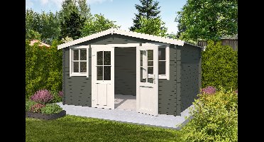Outdoor Life Dallas Blokhut 396x312 cm 28 mm vuren Green Grey-Wit gecoat