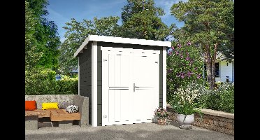 Outdoor Life Sara Tuinhuis 200x200 cm 28 mm vuren Green Grey-wit gecoat- Lessenaarsdak- Hout- Outdoor Life