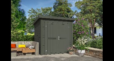 Outdoor Life Sara Tuinhuis 200x200 cm 28 mm vuren Green Grey gecoat- Lessenaarsdak- Hout- Outdoor Life