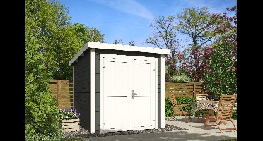 Outdoor Life Sara Tuinhuis 200x250 cm 28 mm vuren Green Grey-wit gecoat- Lessenaarsdak- Hout- Outdoor Life