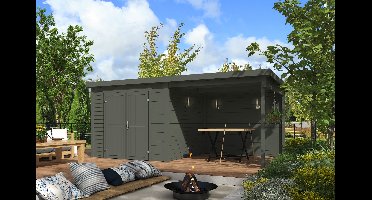 Outdoor Life Lars Tuinhuis 500x250 cm 28 mm vuren Green Grey gecoat- Lessenaarsdak- Hout- Outdoor Life