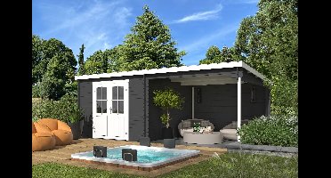 Outdoor Life Orlando Blokhut 601,2x312 cm 28 mm vuren Carbon Grey-Wit gecoat