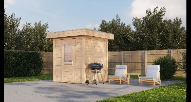 Lugarde Select Den Haag Modern tuinhuis 200x200 cm 28 mm vuren blank- Plat dak- - Lugarde Select