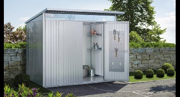 Biohort Metalen tuinhuis AvantGarde ECO A3 180x300x218 cm met dubbele deur- Lessenaarsdak- Metaal- Biohort