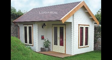 Lugarde B17 Blokhut 500x350 cm 44 mm vuren blank- Zadeldak- Hout- Lugarde