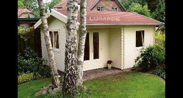 Lugarde B25 Blokhut 500x400 cm 44 mm vuren blank- Zadeldak- Hout- Lugarde