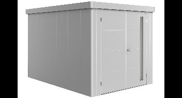 Biohort Neo 4B metalen tuinhuis zilver 236x348 cm met dubbele deur- Plat dak- Metaal- Biohort
