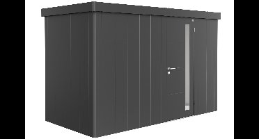 Biohort Neo 1D metalen tuinhuis enkele deur donkergrijs 348x180 cm- Plat dak- Metaal- Biohort