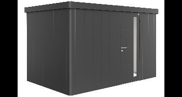 Biohort Neo 2D metalen tuinhuis enkele deur donkergrijs 348x236 cm- Plat dak- Metaal- Biohort