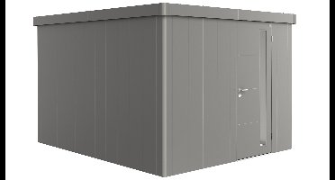 Biohort Neo 4C metalen tuinhuis enkele deur kwartsgrijs 292x348 cm- Plat dak- Metaal- Biohort