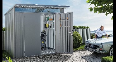 Biohort AvantGarde A7 metalen berging 260x260x218 cm met dubbele deur- Lessenaarsdak- Metaal- Biohort