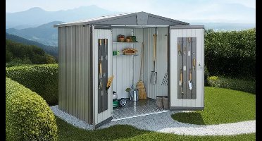 Biohort Europa 2A metalen tuinhuis 244x84x203 cm- Zadeldak- Metaal- Biohort