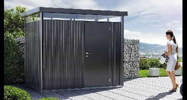 Biohort Highline H2 metalen tuinhuis 275x195x222 cm met enkele deur- Plat dak- Metaal- Biohort