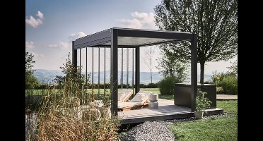 Biohort aluminium Pergola donkergrijs 400x300 cm donkergrijs lamellendak- - Aluminium- Biohort