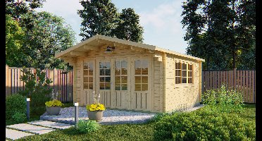 Tuindeco Blackpool Blokhut 440x340 cm + luifel 90 cm 58 mm vuren blank