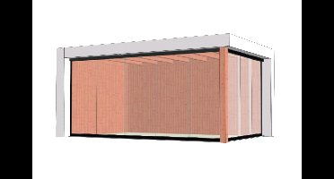 Trendhout Verona buitenverblijf 520x335 cm Lariks/Douglas blank - Plat dak model links - Combinatie 1- Plat dak- Onbehandeld lariks Douglas hout- Trendhout