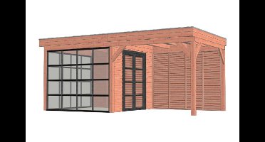 Trendhout Casa buitenverblijf 595x330 cm Lariks/Douglas blank - Combinatie 1- Plat dak- Onbehandeld lariks Douglas hout- Trendhout