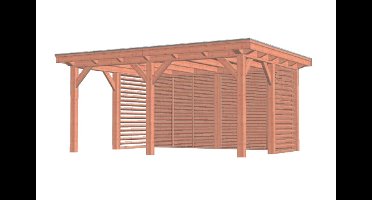 Trendhout Florence buitenverblijf 545x425 cm - Plat dak - Combinatie 1- Plat dak- Onbehandeld lariks Douglas hout- Trendhout