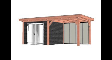 Trendhout Florence buitenverblijf 650x360 cm - Plat dak - Combinatie 1- Plat dak- Onbehandeld lariks Douglas hout- Trendhout