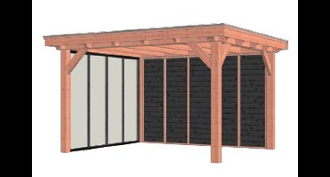 Trendhout Siena buitenverblijf 415x350 cm Lariks/Douglas blank - Combinatie 1- Plat dak- Onbehandeld lariks Douglas hout- Trendhout