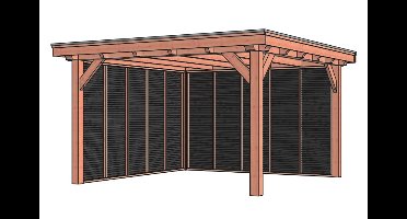 Trendhout Siena buitenverblijf 415x415 cm Lariks/Douglas blank - Combinatie 1- Plat dak- Onbehandeld lariks Douglas hout- Trendhout