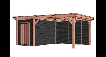 Trendhout Siena buitenverblijf 590x415 cm Lariks/Douglas blank - Combinatie 1- Plat dak- Onbehandeld lariks Douglas hout- Trendhout