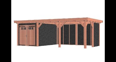 Trendhout Siena buitenverblijf 775x415 cm Lariks/Douglas blank - Combinatie 1- Plat dak- Onbehandeld lariks Douglas hout- Trendhout