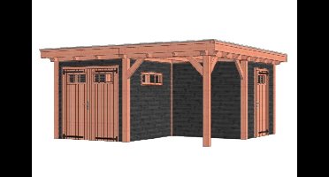 Trendhout Toscane buitenverblijf 545x545 cm Lariks/Douglas blank - Combinatie 1- Plat dak- Onbehandeld lariks Douglas hout- Trendhout